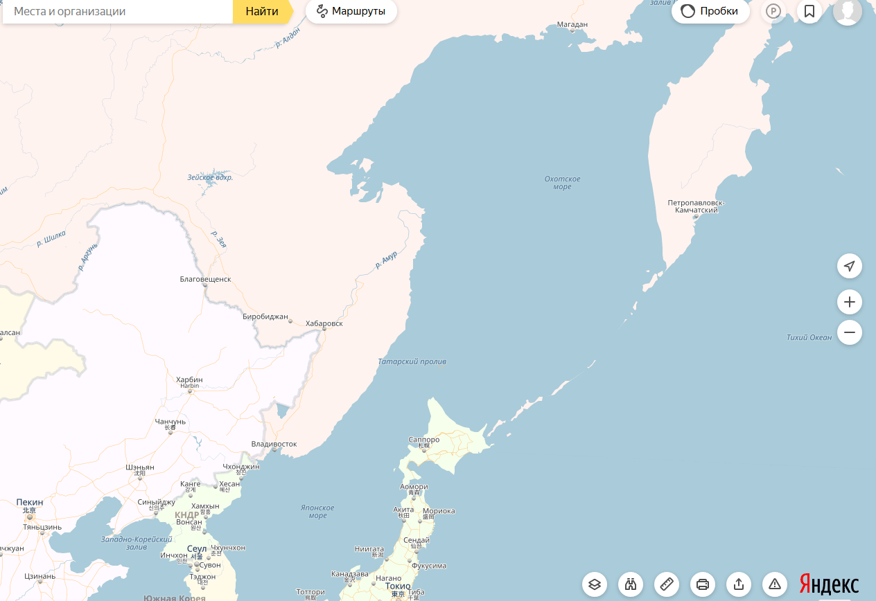 Сахалин и Корея на карте