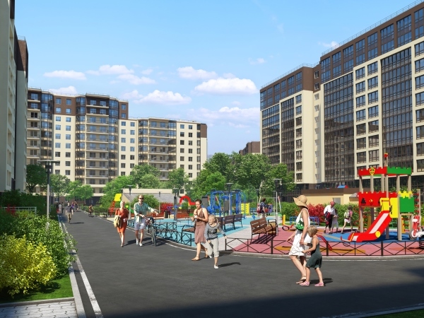 В ЖК «Солнечный город» Setl City организовала закрытые от машин дворы
