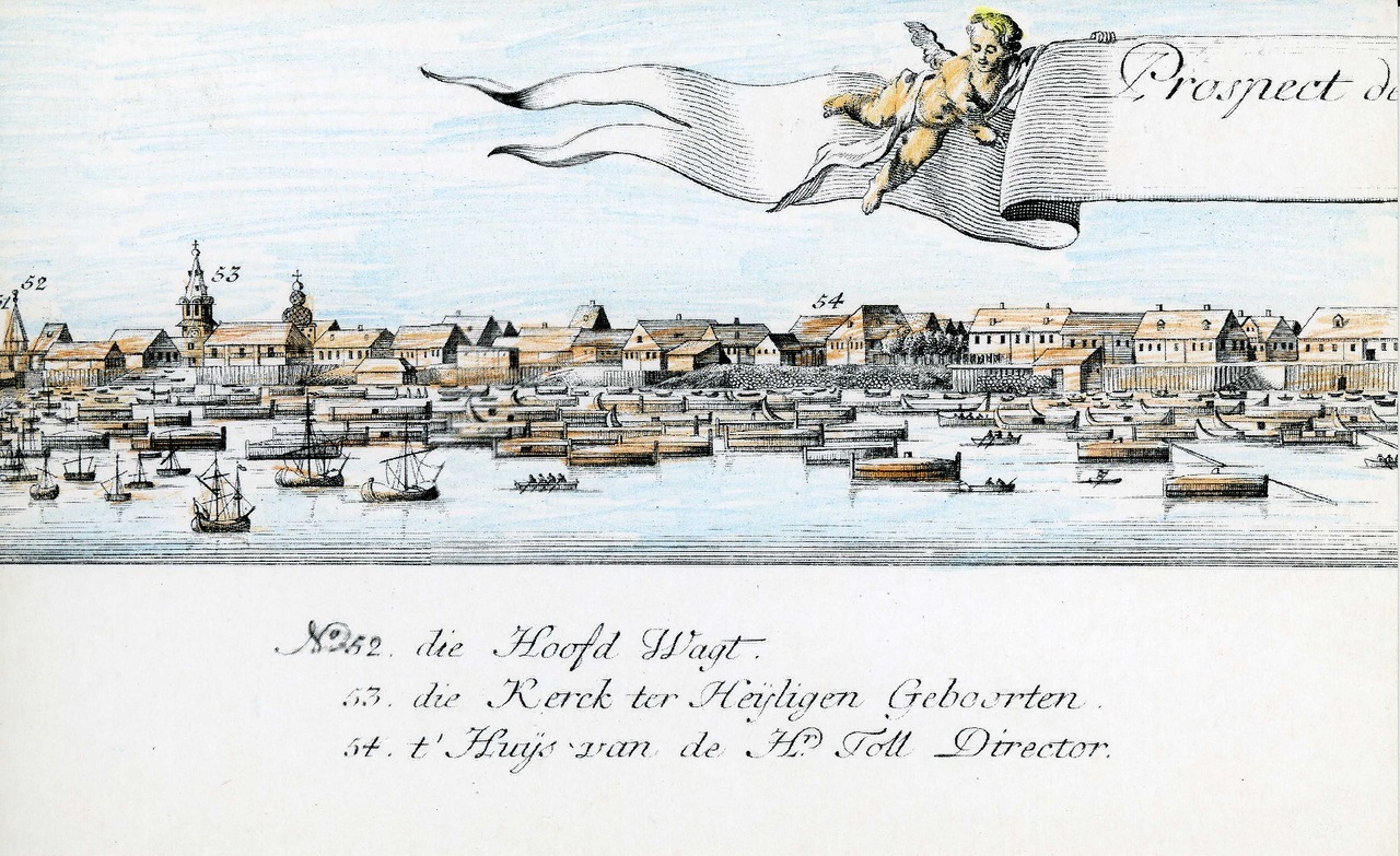 Архангельск на голландской гравюре 1765 года