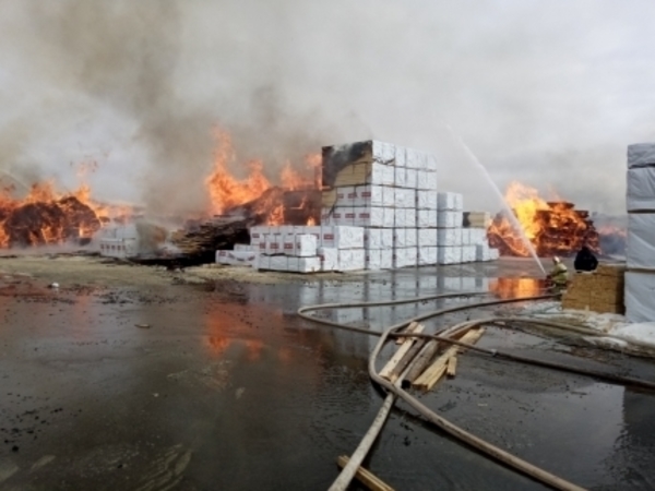 Огонь на предприятии в Ленобласти охватил 2000 квадратных метров