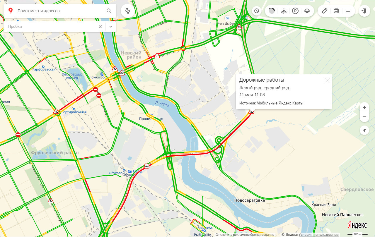 Карта пробки в санкт петербурге