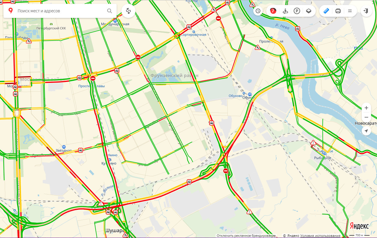 Карта с пробками санкт петербург